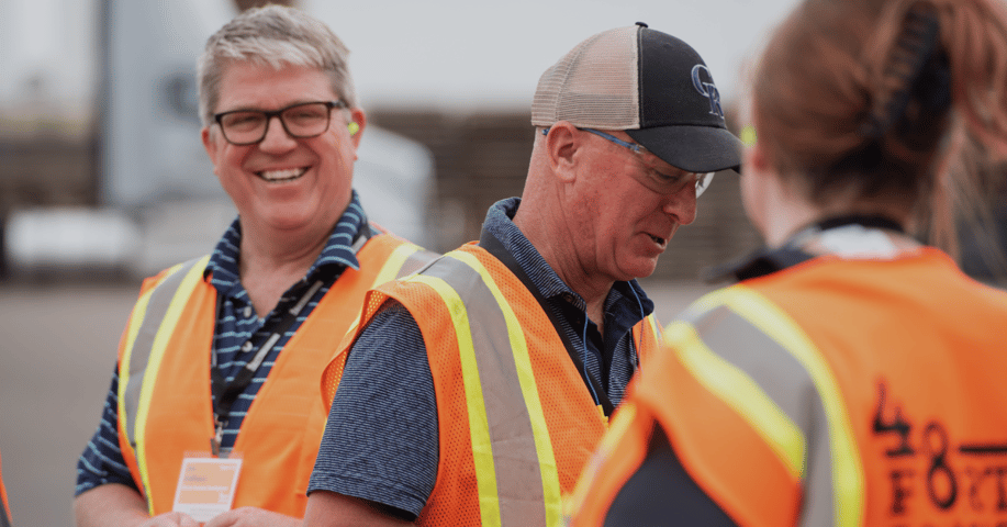 48forty employees at plant wearing safety vests