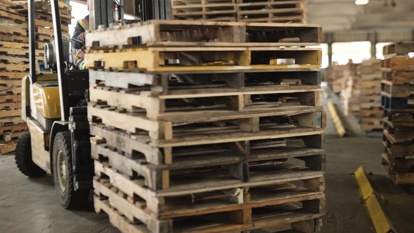 pallets on forklift
